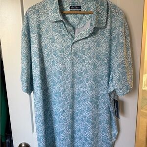 Golf Polo NWT, Blue Leaf Print